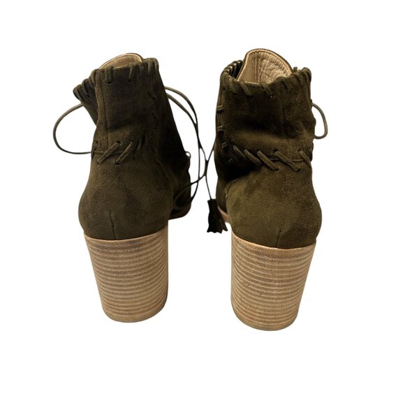 Peasant Stuart Whitman Womens Lace-Up Suede Ankle Boots With Block Heel - Picture 3 of 9